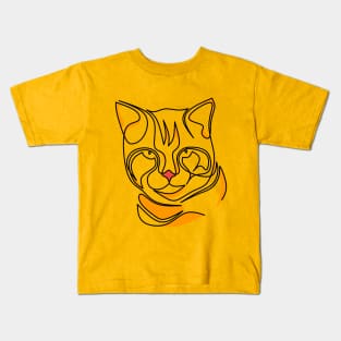 One line Orange cat Kids T-Shirt